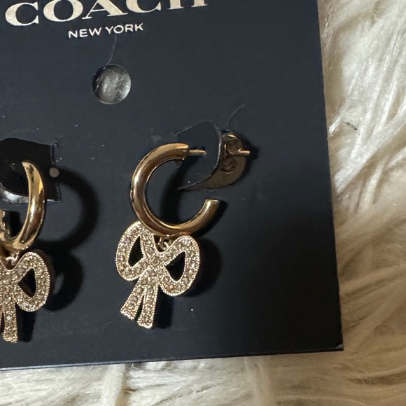 Coach Gold and Rhinestone Bow Earrings - Picture 3 of 3